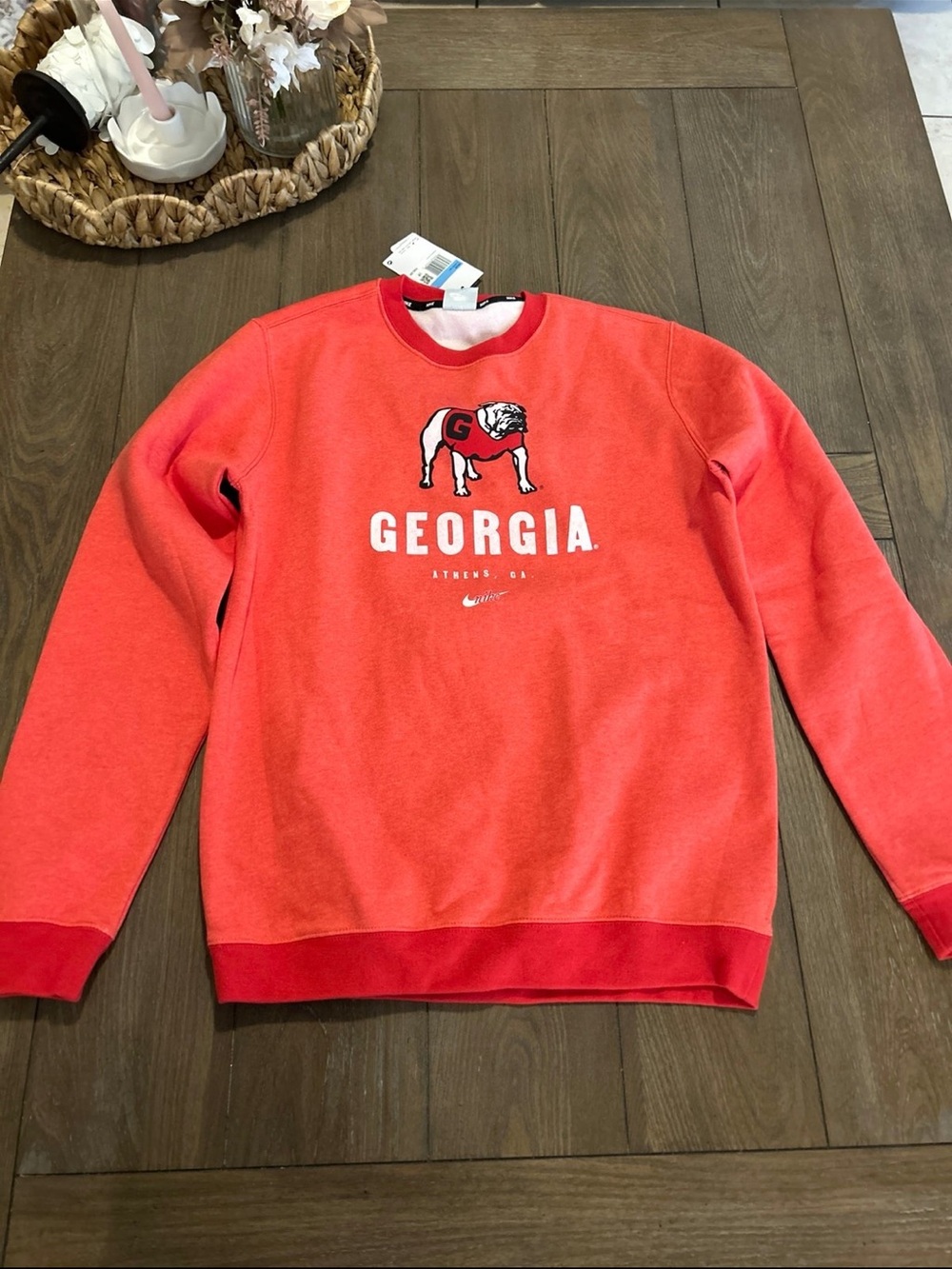Nike Red Georgia Bulldogs Crewneck Sweatshirt with Bulldog Logo
